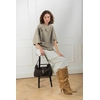 Image de Abaco Paris - Sac porté épaule en Velours de Cuir ella moka - 25x29x9 cm OS