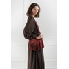 Image de Abaco Paris - Sac bandoulière en Velours de Cuir Nox bordeaux - 22x28x2 cm OS