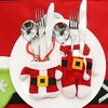 Image de SHOP-STORY - Lot de 6pcs Mignon Porte-Couverts Polyester Serviette Couteaux Fourchette Cuillère Forme de Costume Père Noël Pochettes à Couverts Fête de Noël