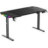 Image de Spirit Of Gamer - HEADQUARTER 900, Bureau Gaming Assis Debout Electrique, Plateau en Bois 140 x 70 cm, Table Réglable en Hauteur 75 à 120 cm, Panneau Contrôle à Fonction Mémoire, Acier, Tapis Inclus