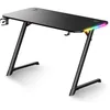 Image de Spirit Of Gamer - HEADQUARTER 250, Grand Bureau Gaming pour PC, Rétroéclairage RGB, Table Ergonomique en Bois Massif 120x60x75 cm, Effet Carbone, Pieds Métalliques Robustes, 2 Câble Management, Noir