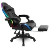 Image de Spirit Of Gamer - Sirius, Chaise Gaming RGB Ergonomique en Similicuir, 2 Coussins Inclus, Dossier inclinable de 90° à 135°, Assise du Siège Réglable en Hauteur, Repose-Pieds, Charge Max 100kg, Noir