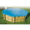 Image de Bâche dhiver et de sécurité pour piscine bois UBBINK Octogonale 430 - Bleue - Epaisseur 550gr