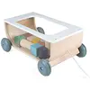 Image de Janod - Chariot de Cubes Sweet Cocoon - Jouet d'Eveil 2 en 1, Chariot de Marche en Bois à Tirer + Jeu d'Empilement avec 17 Cubes en bois - Peinture à l'Eau - A Partir de 12 mois, J04407