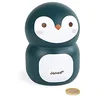 Image de Janod - Tirelire Enfant en Bois Manchot 15 cm - Décoration de Chambre Enfant - Dès 3 ans, J04650, Bleu Nuit/Blanc