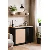 Image de Kitchenette complète vitrocéramique noir et chêne H.94,5 x l.120 cm