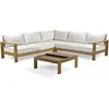 Image de Salon de jardin dangle - Marron - Aluminium effet bois - 5 places - Majorque