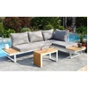 Image de DCB Garden - Salon de jardin Tokyo 4 places en bois d'acacia et aluminium blanc OS