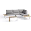 Image de Salon de jardin modulable - Aluminium - DCB GARDEN - 4 places - TOKYO - Blanc et bois dacacia