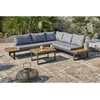Image de DCB Garden - Salon de jardin Miyako 5 places en aluminium et acacia gris anthracite OS