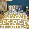 Image de CÔTE DECO Parure de Lit 220x240cm Imprimée Adulte Géométrique Bleu et Jaune