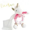 Image de DOUDOU ET COMPAGNIE - Doudou Hochet Bébé Licorne avec Doudou Mouchoir - 17 cm - Blanc/Rose - Collection Lucie La Licorne - Avec Jolie Boîte Cadeau à Offrir - Idée Cadeau Naissance Bébé - DC3310