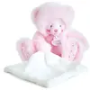 Image de Doudou et Compagnie - Peluche Ourson Avec Doudou Mouchoir - 22 cm - Rose - Trop Mimi - DC3551
