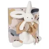 Image de Doudou et Compagnie - Doudou Plat - Lapin Blanc et Beige - Happy Wild - Boite Cadeau - 25 Cm - Idée Cadeau Fille et Garçon - Garantie Doudou Perdu - DC3740