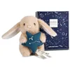 Image de Doudou et Compagnie - Petit Doudou Lapin Bélier - 12 cm - Doudou Bébé Collection Astro avec Constellation Brodée - Étoile Molletonnée Douce - Idée Cadeau Naissance Bébé Fille Garçon - DC4651