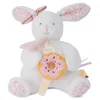 Image de Doudou pantin Lapin avec Donut 20 cm Vanille Fraise - Doudou et Compagnie