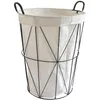 Image de Box and beyond - Panier à Linge - 40 x 40 x 50 cm - Métal Filaire Noir - Doublure Tissu Blanc - Poignées - Rangement, Linge, Vêtements - Salle de bain, Chambre, Buanderie - Style Moderne et Industriel