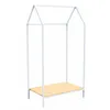 Image de Box and beyond - Portant à Vêtements - 80 x 50 x 150 cm - Bois Naturel et Blanc - Étagère - Forme Cabane - Portant, Porte-Manteaux Enfant - Vêtements, Chaussures - Entrée, Chambre - Style Ludique