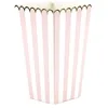 Image de 8 boîtes à pop corn rose pastel et blanche 12,5 x 7 cm en carton rayé doré - Rose