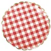 Image de 8 assiettes festonnées en carton vichy rouge et blanc 23 cm - Rouge - Taille Unique