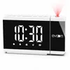 Image de EVOOM   Slim UP EV304588   Réveil projecteur + 1 Port USB   Projection Lumineuse rotative, 2 alarmes programmables, Fonction Snooze et Radio   Blanc