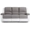 Image de LOUNGITUDE - DETENTE - Canapé de relaxation - Manuel - 3 Places - En Simili/Microfibre - Gris/Blanc -L193cm