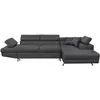 Image de LOUNGITUDE - Canapé d'angle Convertible 5 Places avec Coffre de Rangement - Tissu - Gris foncé - Droit