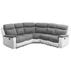 Image de LOUNGITUDE - Canapé de Relaxation panoramique 6 Places électrique en Microfibre et Simili - Blanc/Gris