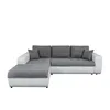 Image de LOUNGITUDE - Suzie - Canapé d'angle - Convertible - 4 Places - Revêtement capitonné - Simili/Microfibre - Gris/Blanc - Angle Gauche - L246cm