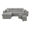 Image de LOUNGITUDE - Canapé d'angle réversible, Convertible avec Coffre et 2 poufs en Tissu - Gris - 3 Places + 2 poufs