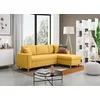 Image de LOUNGITUDE - Canapé d'angle scandinave réversible Convertible avec Coffre en Tissu - Jaune - 4 Places ARTIKTJAU 229 x 82/146 x 91 cm