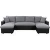 Image de LOUNGITUDE - Canapé panoramique Convertible avec 2 coffres - Simili et Microfibre - Noir/Gris