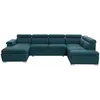 Image de LOUNGITUDE - Canapé panoramique Convertible avec 2 coffres en Tissu - Bleu - 6 Places