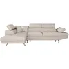 Image de LOUNGITUDE - Canapé d'angle Convertible 5 Places avec Coffre de Rangement - Tissu - Beige - Gauche
