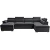 Image de LOUNGITUDE - Canapé panoramique Convertible 2 coffres en Tissu - Gris foncé - 6 Places