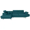 Image de LOUNGITUDE - Canapé d'angle Convertible 5 Places avec Coffre de Rangement - Tissu - Bleu Canard - Gauche