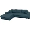 Image de LOUNGITUDE - Suzie - Canapé d'angle - Convertible - 4 Places - Revêtement capitonné - en Tissu - Bleu pétrole - Angle Gauche - L246cm