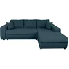 Image de LOUNGITUDE - Suzie - Canapé d'angle - Convertible - 4 Places - Revêtement capitonné - en Tissu - Bleu pétrole - Angle Droit - L246cm