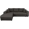 Image de LOUNGITUDE - Suzie - Canapé d'angle - Convertible - 4 Places - Revêtement capitonné - en Tissu - Gris foncé - Angle Gauche - L246cm