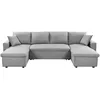 Image de LOUNGITUDE - Canapé panoramique Convertible avec 2 coffres en Tissu - Gris Clair - 6 Places, L200UTGRC, L289 x H85 x P146cm