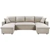 Image de LOUNGITUDE - Canapé panoramique Convertible avec 2 coffres - Tissu - Beige