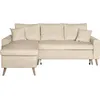 Image de LOUNGITUDE - Maria SCANDINAVE - Canapé d'angle réversible - Convertible - 4 Places - Coffre - en Velours - Beige - L227cm