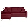 Image de LOUNGITUDE - Canapé d'angle scandinave réversible Convertible avec Coffre en Velour Bordeaux