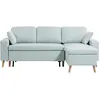 Image de LOUNGITUDE - Maria SCANDINAVE - Canapé d'angle réversible - Convertible - 4 Places - Coffre - en Tissu - Bleu Clair - L227cm