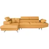 Image de LOUNGITUDE - Canapé d'angle Convertible 5 Places avec Coffre de Rangement en Tissu Jaune