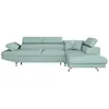 Image de LOUNGITUDE - Canapé d'angle Convertible 5 Places avec Coffre de Rangement en Tissu Bleu Clair