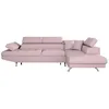 Image de LOUNGITUDE - Canapé d'angle Convertible 5 Places avec Coffre de Rangement en Tissu Vieux Rose