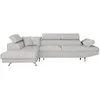 Image de LOUNGITUDE - Canapé d'angle Convertible 5 Places avec Coffre de Rangement en Tissu Gris Perle