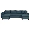 Image de LOUNGITUDE Canapé d'angle panoramique Oslo Convertible avec coffres et poufs en Tissu