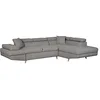 Image de LOUNGITUDE - Canapé d'angle Convertible avec Coffre Pieds Bois en Tissu Gris Clair